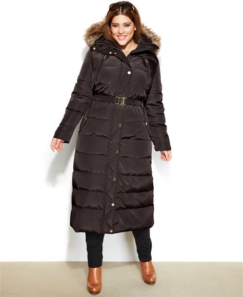 michael kors faux fur trim maxi puffer coat|Faux Fur Trim Quilted Puffer Coat .